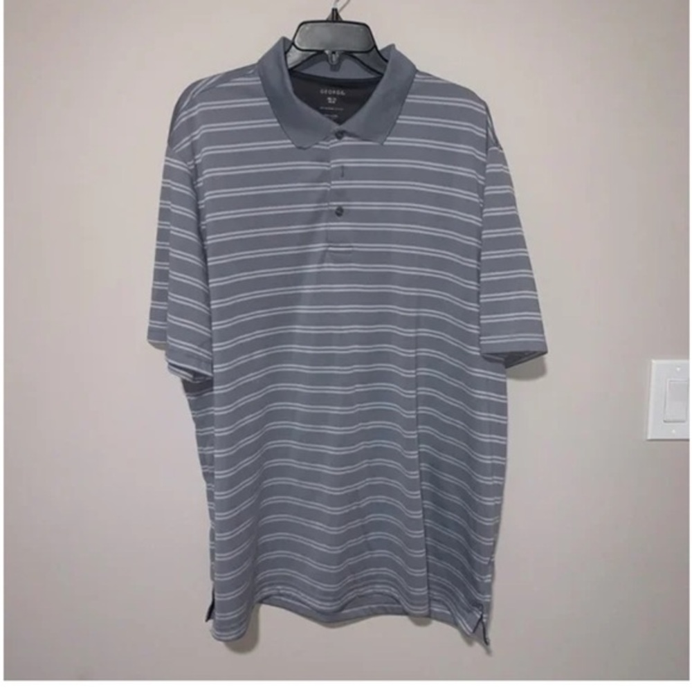 George Men’s Light Gray Striped Polo George Gray Striped Men's Polo Shirt XXL